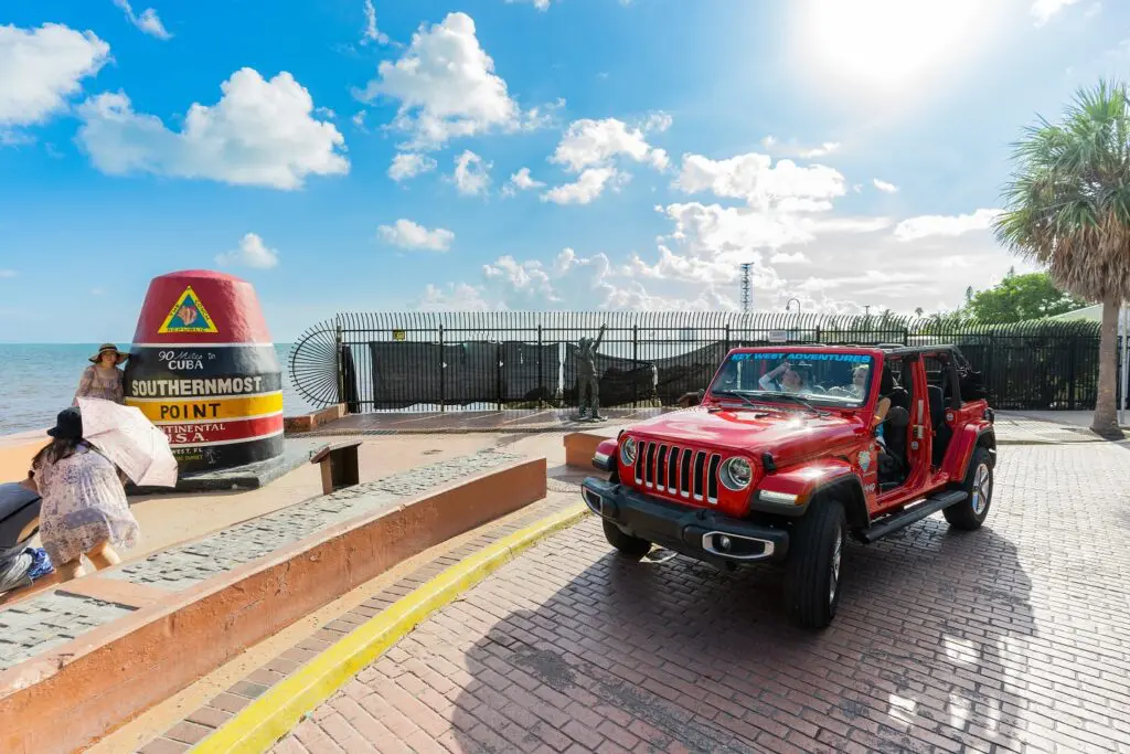 red jeep at southernmost point